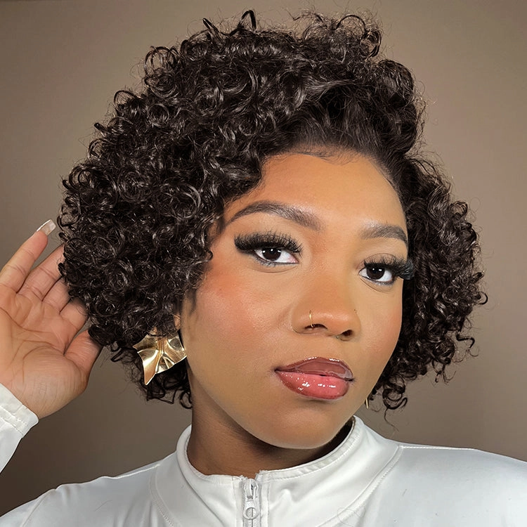 Special Offer | Trendy Short Cut Curly Minimalist HD Lace Glueless Side Part Wig 100% Human Hair