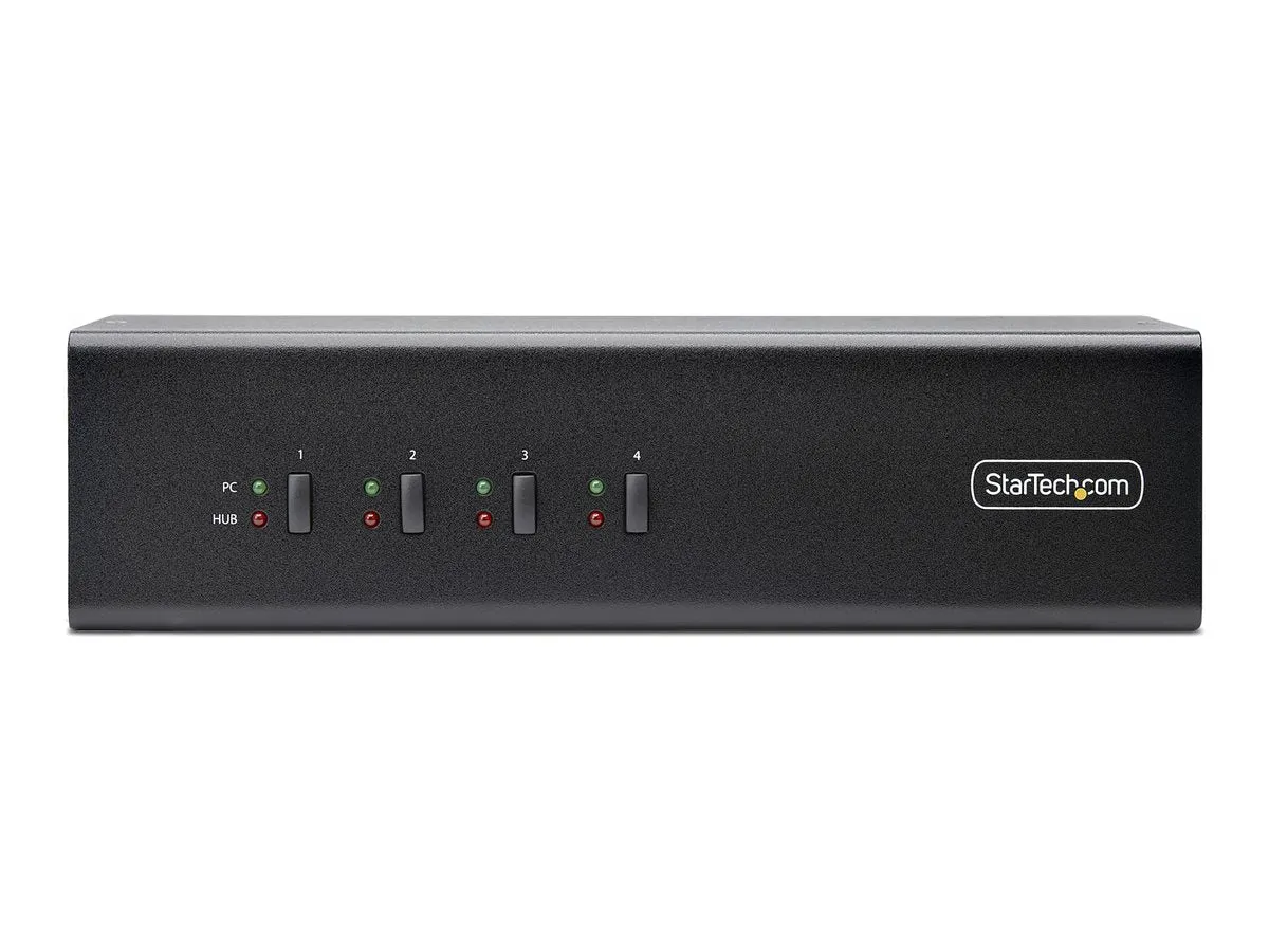 StarTech.com 4-Port Dual-Monitor DisplayPort KVM Switch, 4K 60Hz, 2x USB 5Gbps Hub Ports, 2x USB 2.0 HID Ports, Hotkey and Push-Button P4DD46A2-KVM-SWITCH