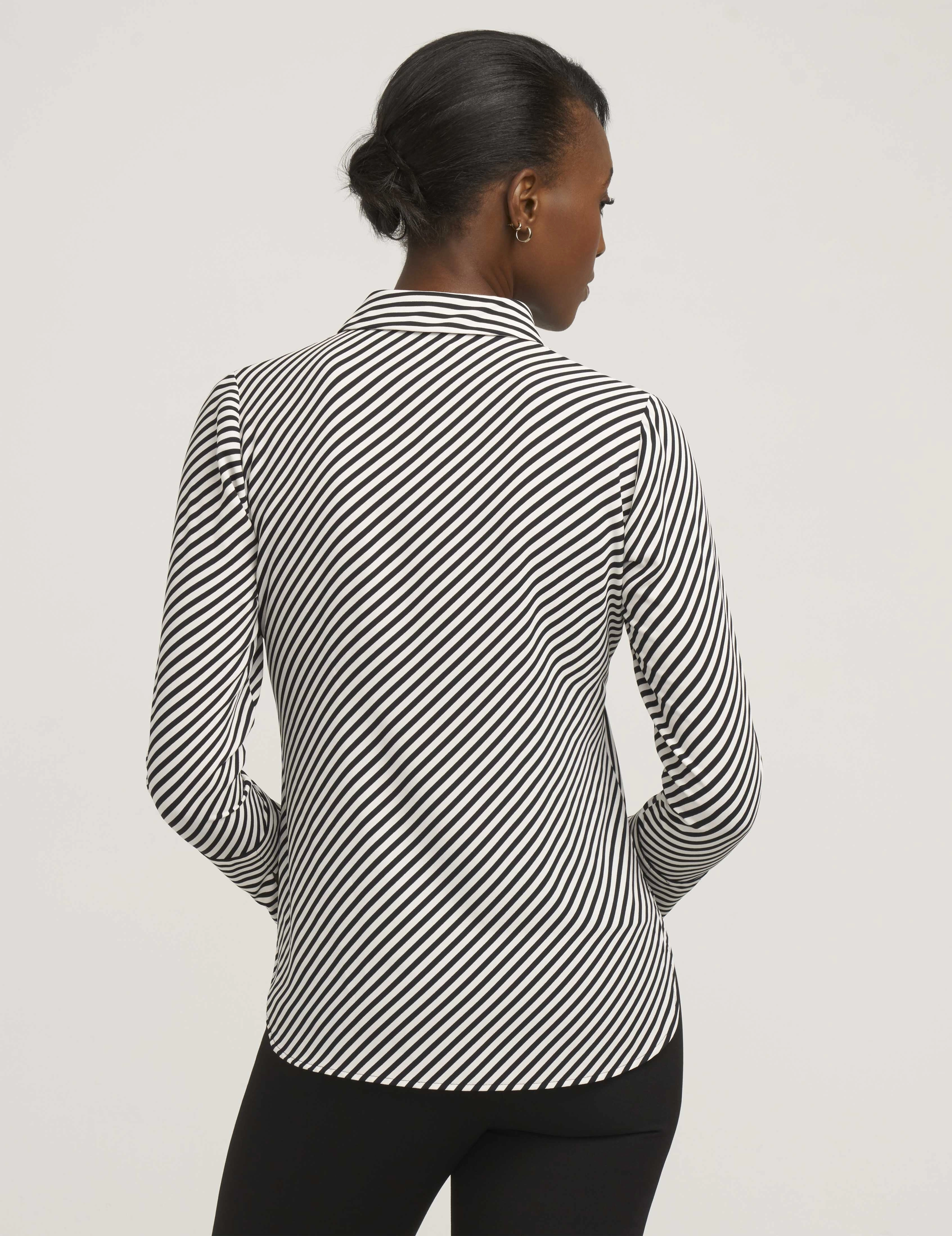 Stripe Blouse With Slit Cuffs- Sale