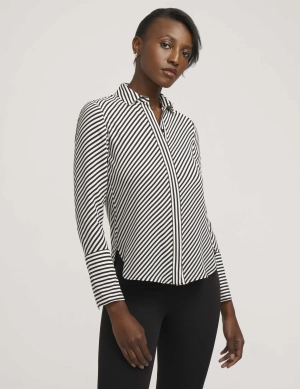 Stripe Blouse With Slit Cuffs- Sale
