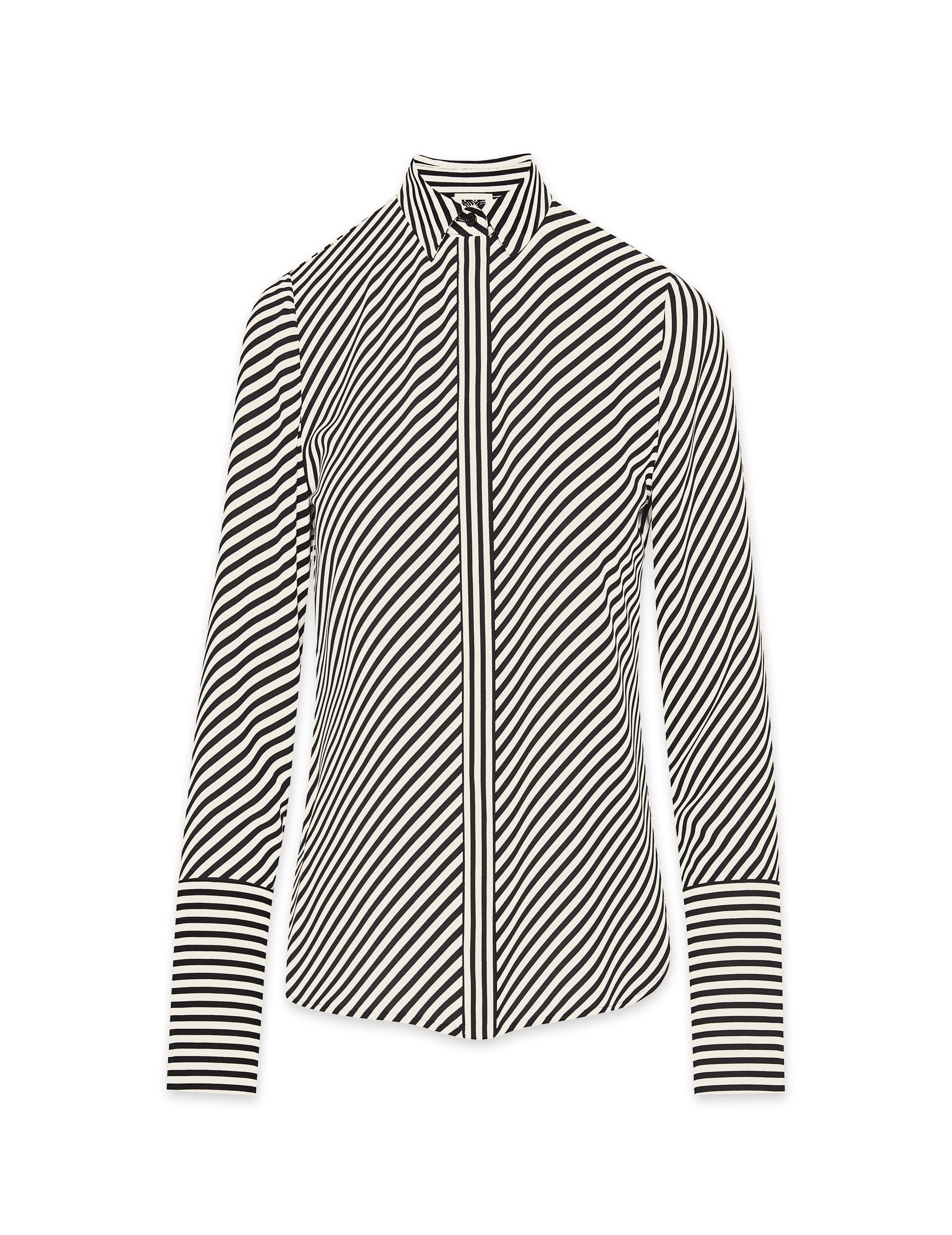 Stripe Blouse With Slit Cuffs- Sale