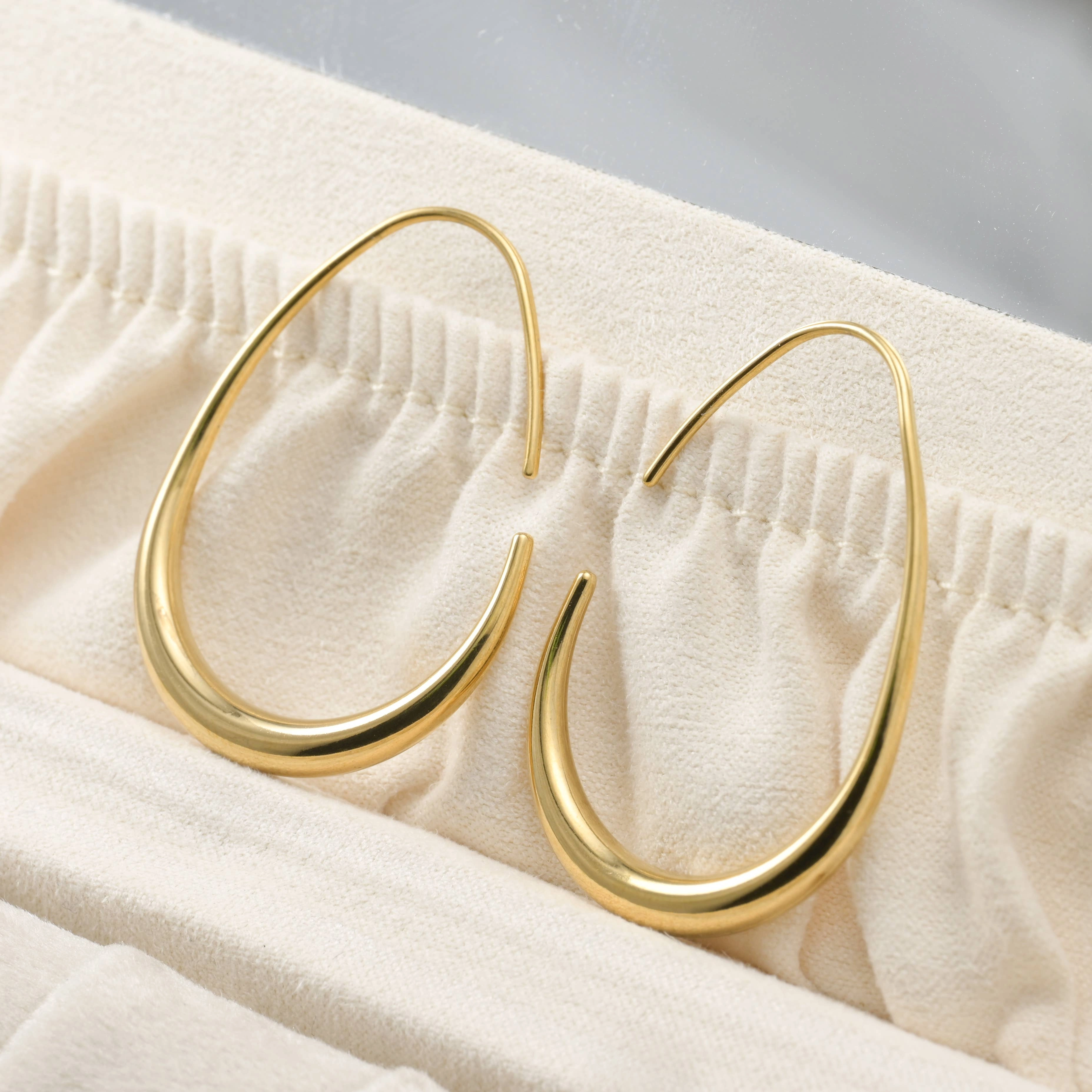 Tear Drop Earrings - Stainless Steel Pear Hoop Earrings