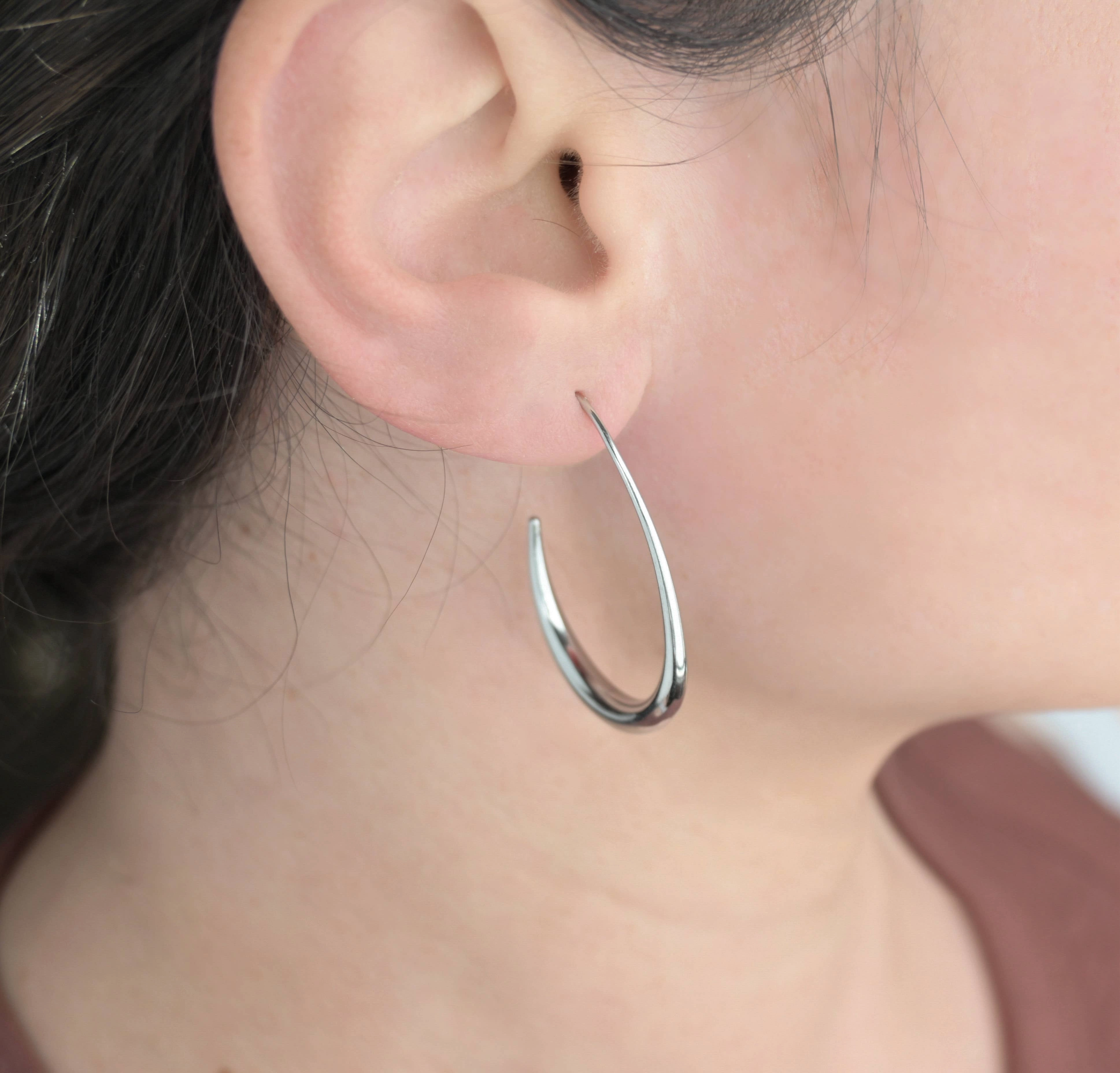 Tear Drop Earrings - Stainless Steel Pear Hoop Earrings