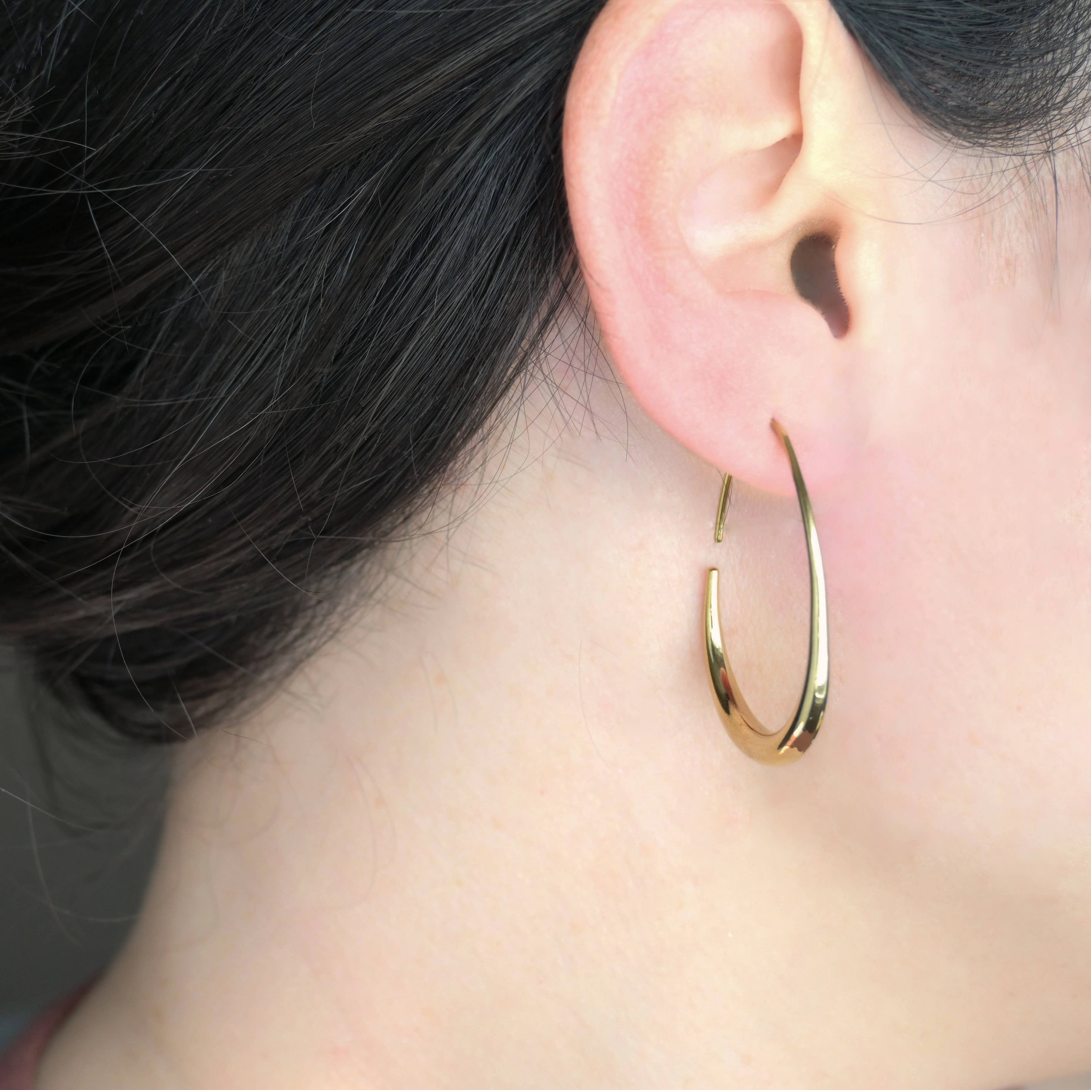 Tear Drop Earrings - Stainless Steel Pear Hoop Earrings