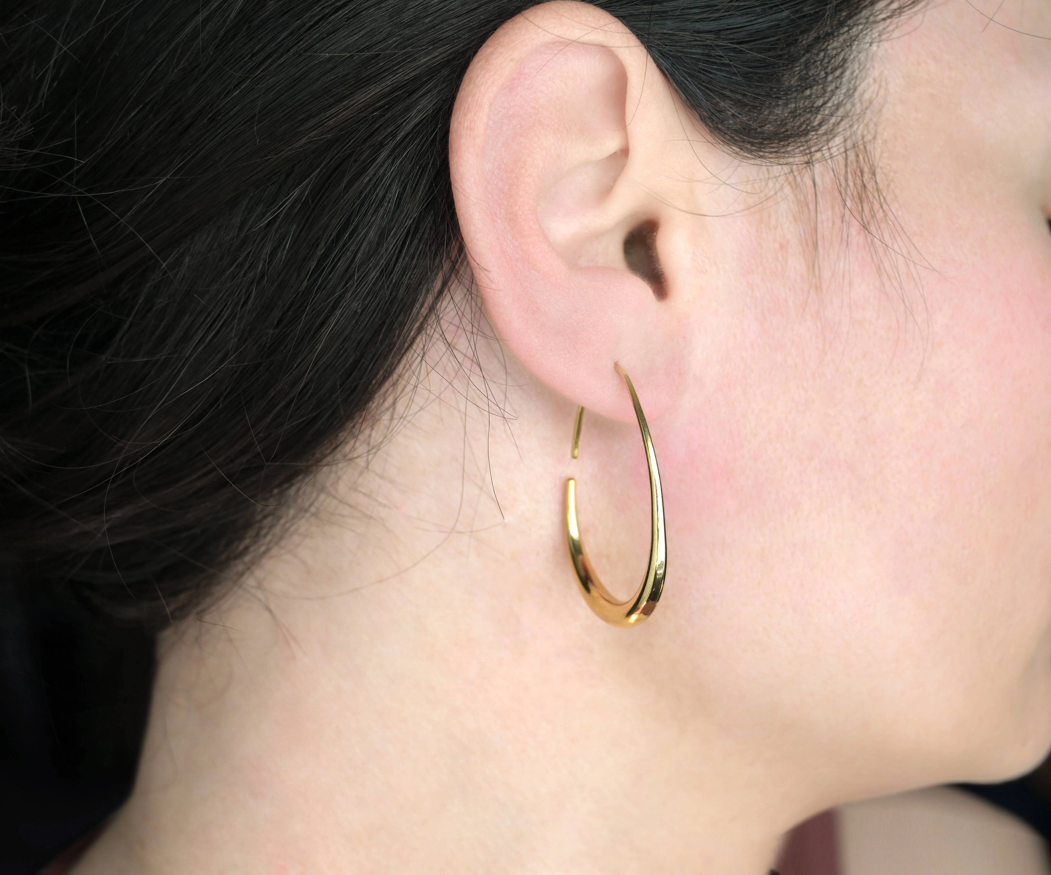 Tear Drop Earrings - Stainless Steel Pear Hoop Earrings
