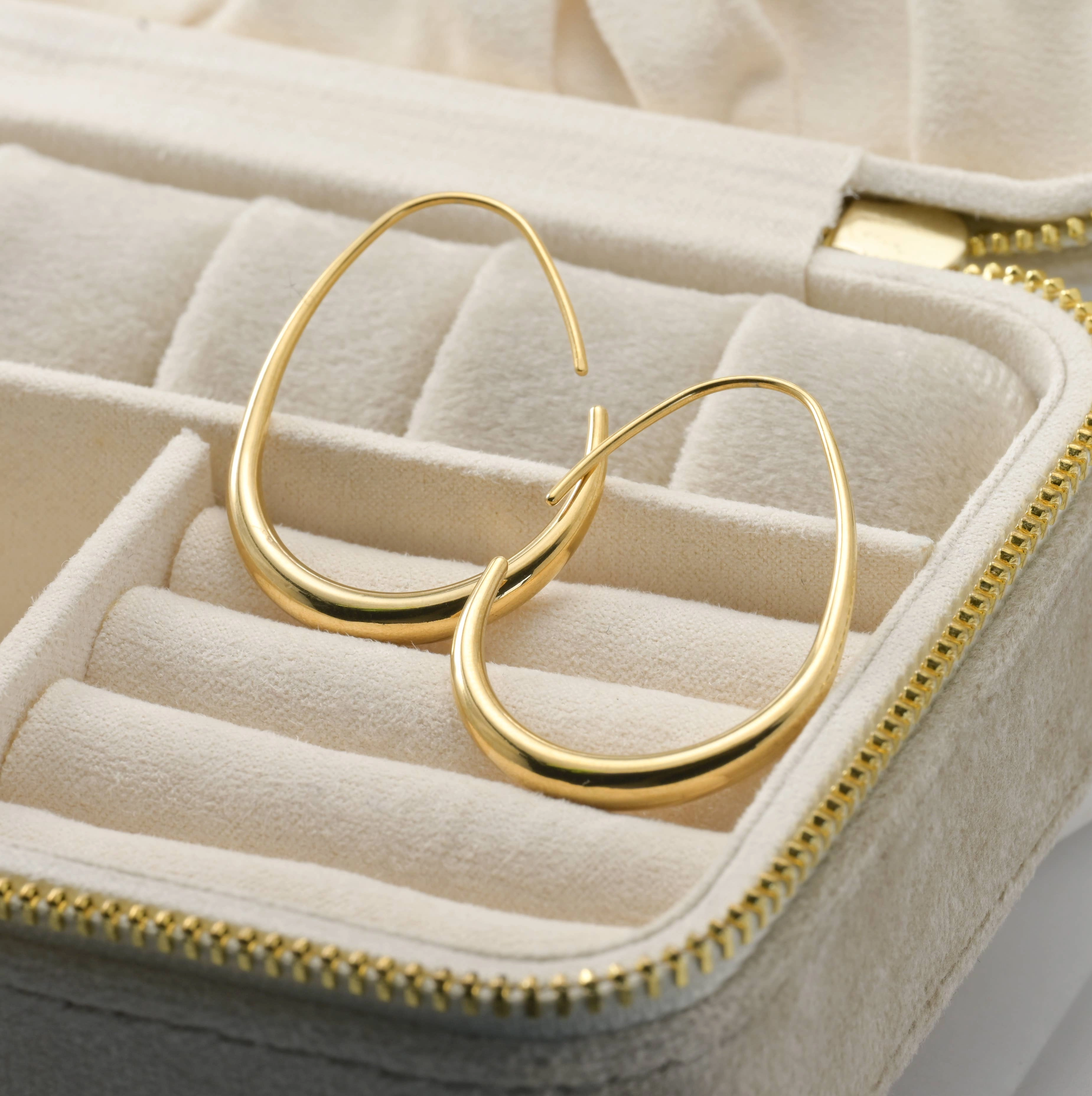 Tear Drop Earrings - Stainless Steel Pear Hoop Earrings
