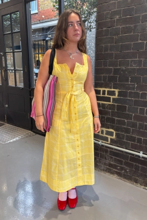 The Tiny Big Sister Check Cutlines Mellow Yellow Dress