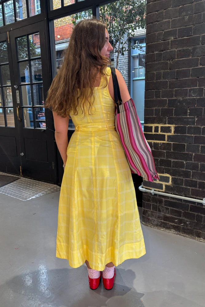 The Tiny Big Sister Check Cutlines Mellow Yellow Dress