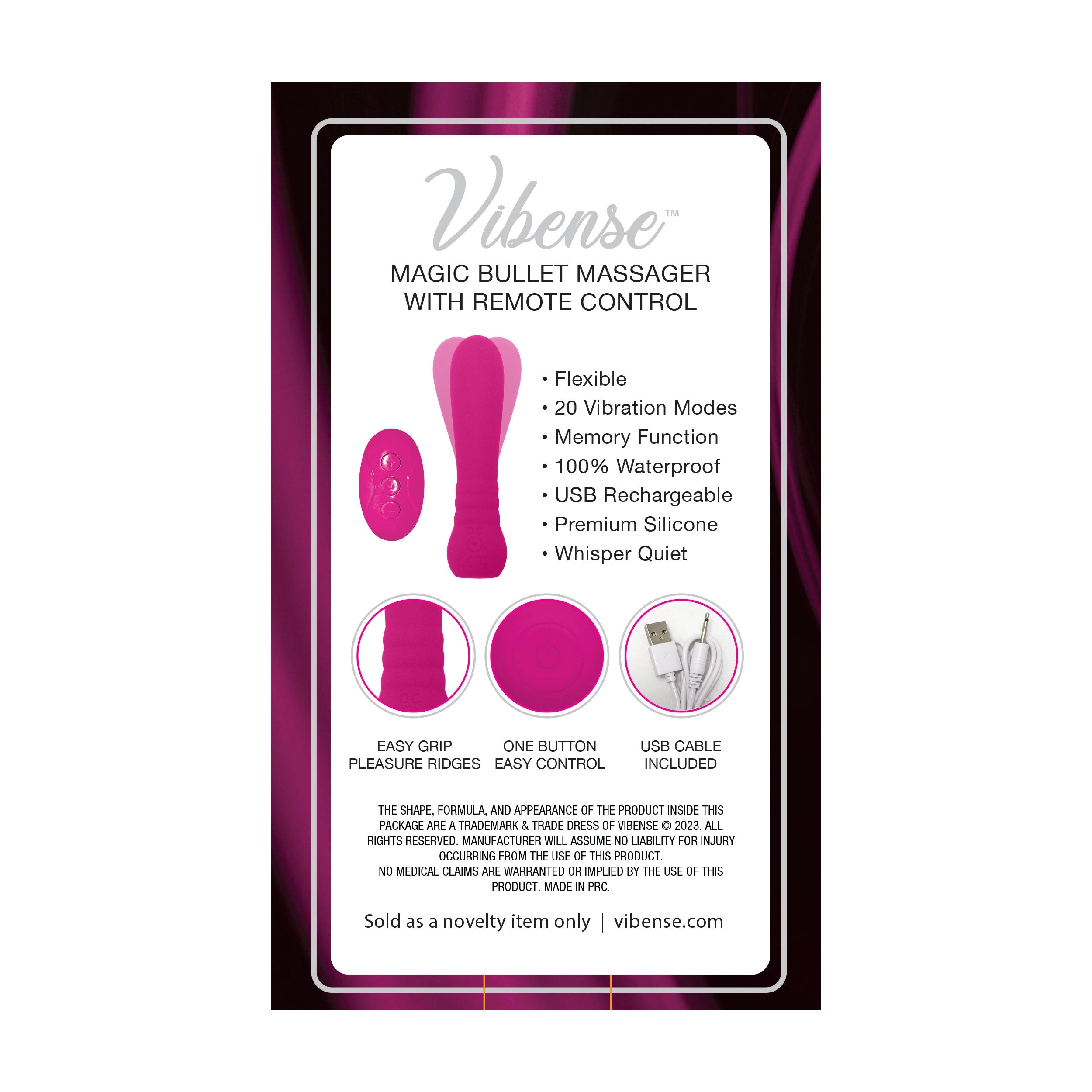 Vibense Bullet Vibrator with Remote Control - Pink