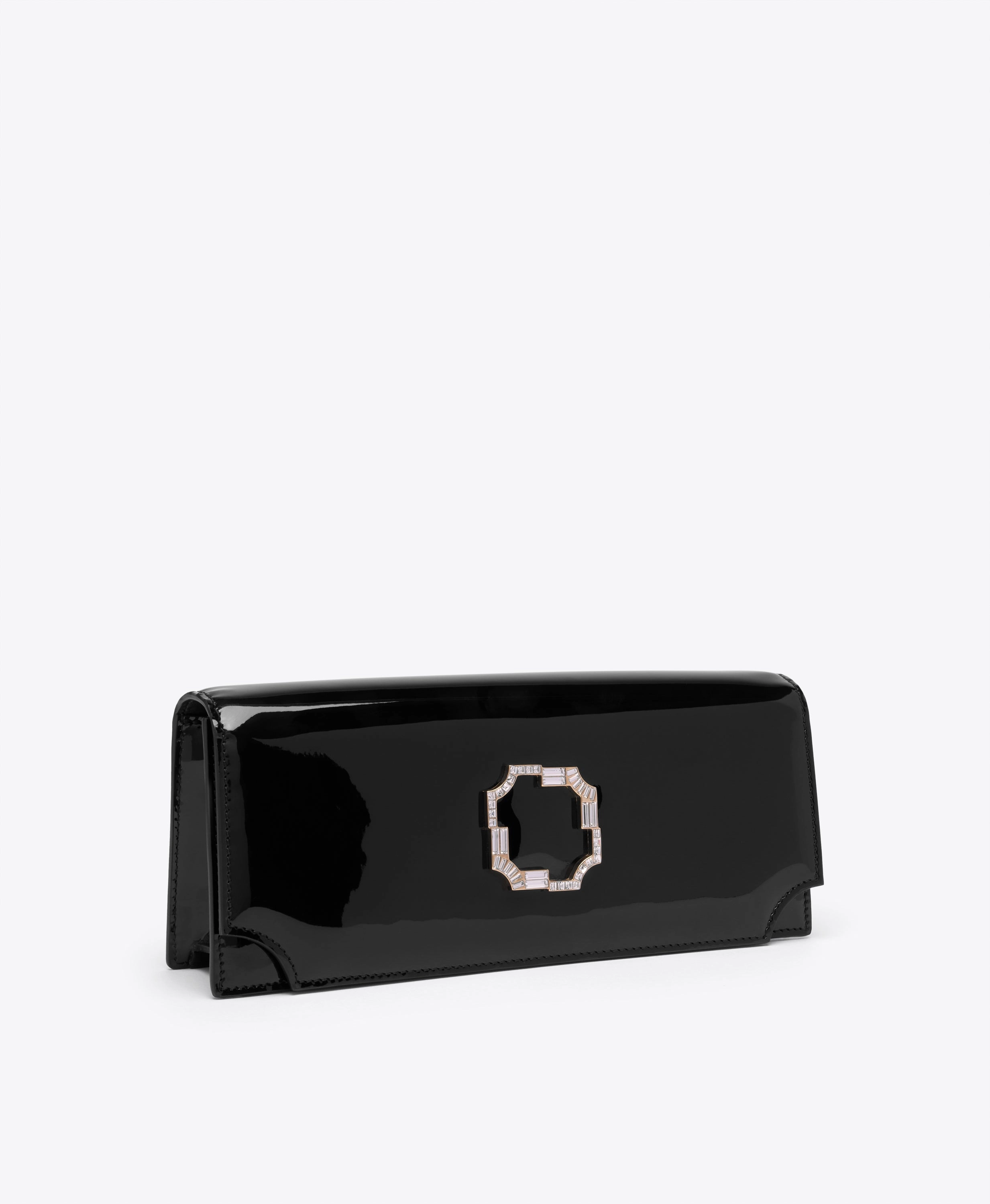 Vivien Black Patent Clutch Bag