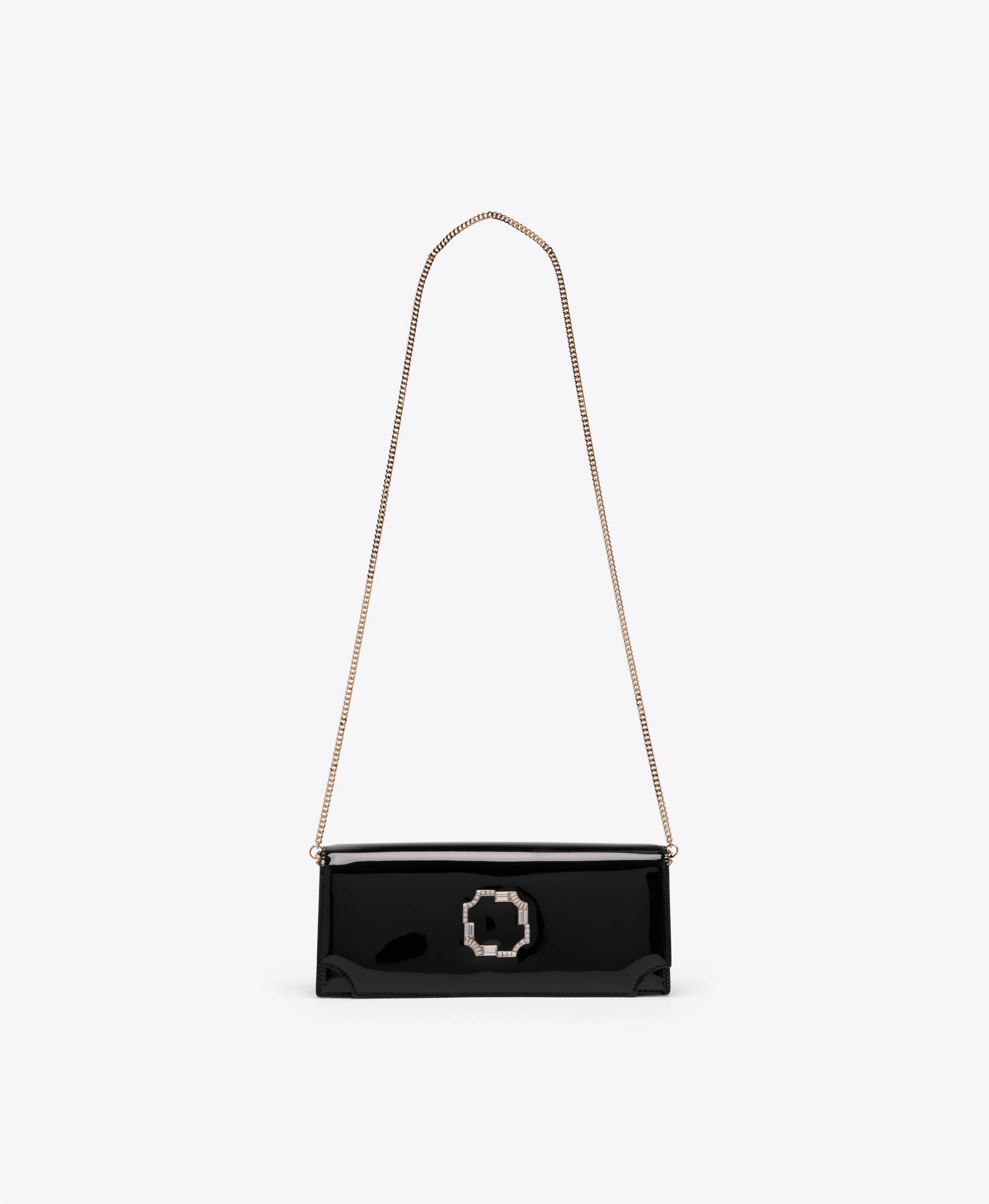 Vivien Black Patent Clutch Bag
