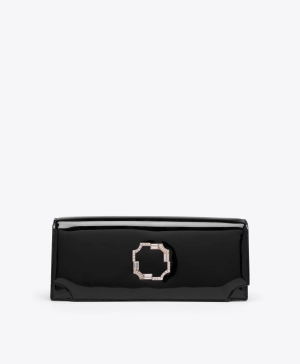 Vivien Black Patent Clutch Bag