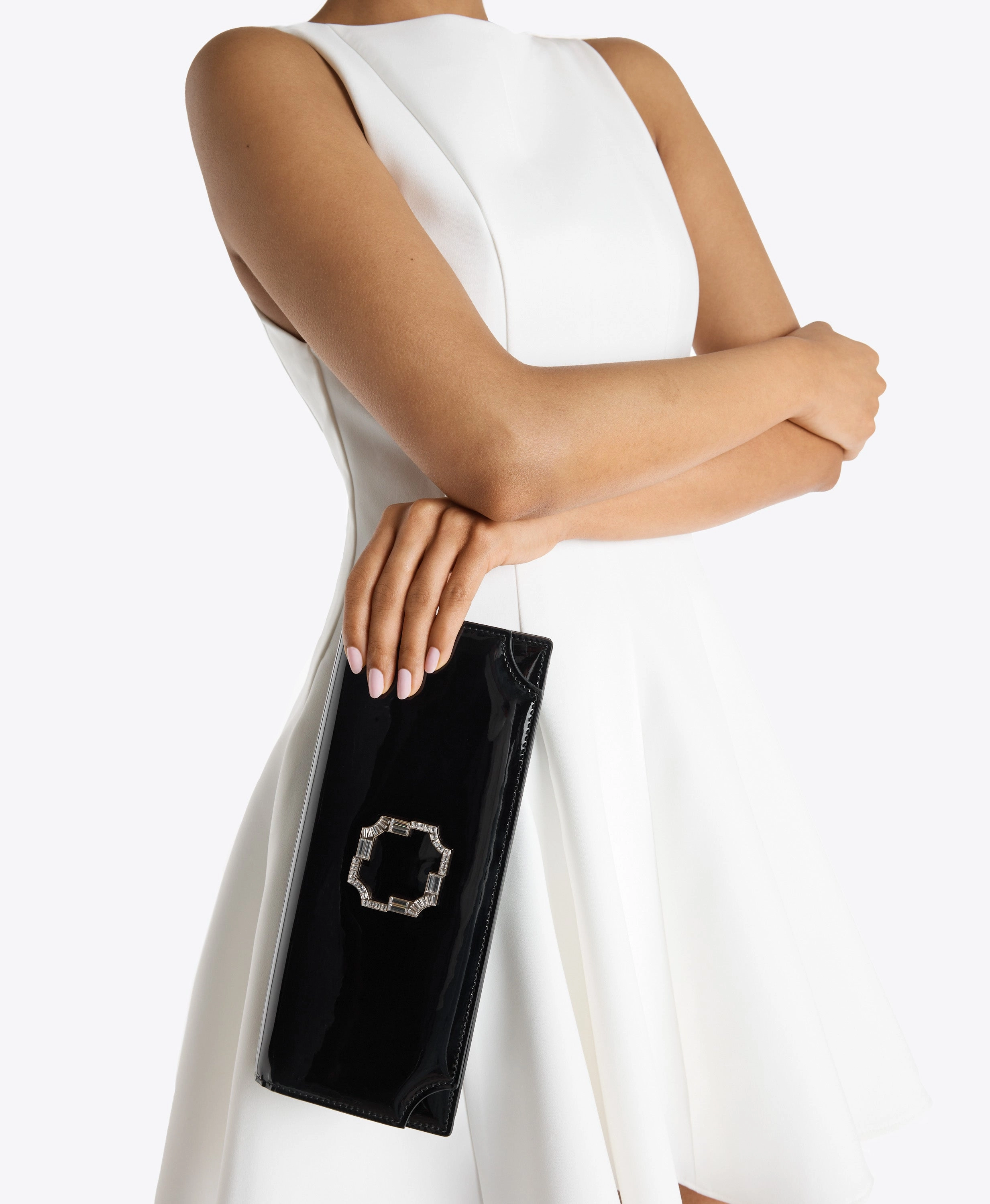 Vivien Black Patent Clutch Bag