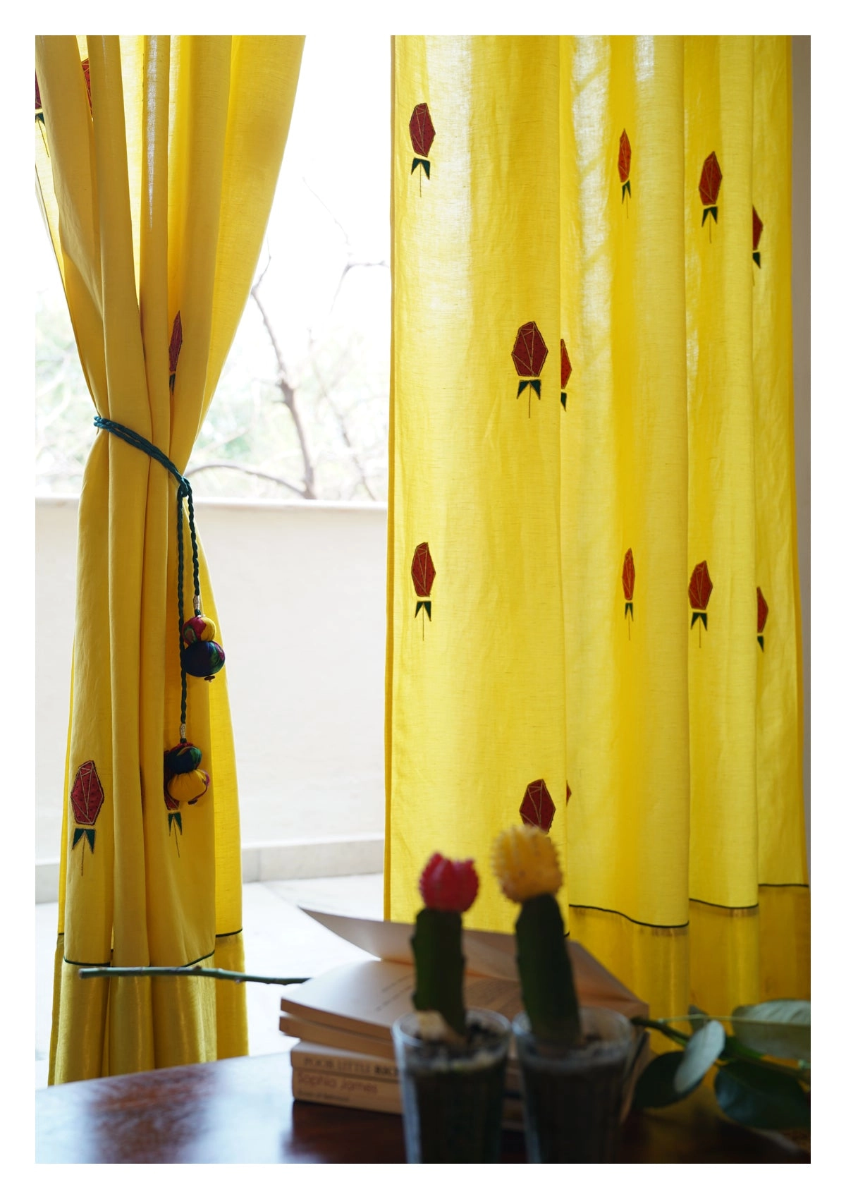 Water Lily Yellow Linen Curtain