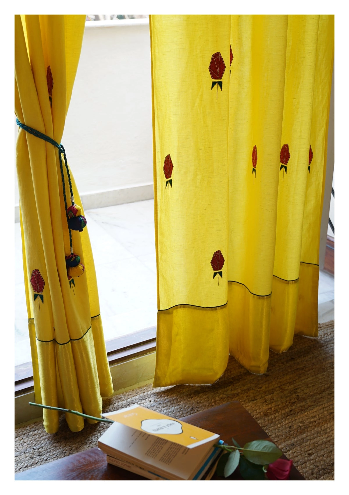 Water Lily Yellow Linen Curtain