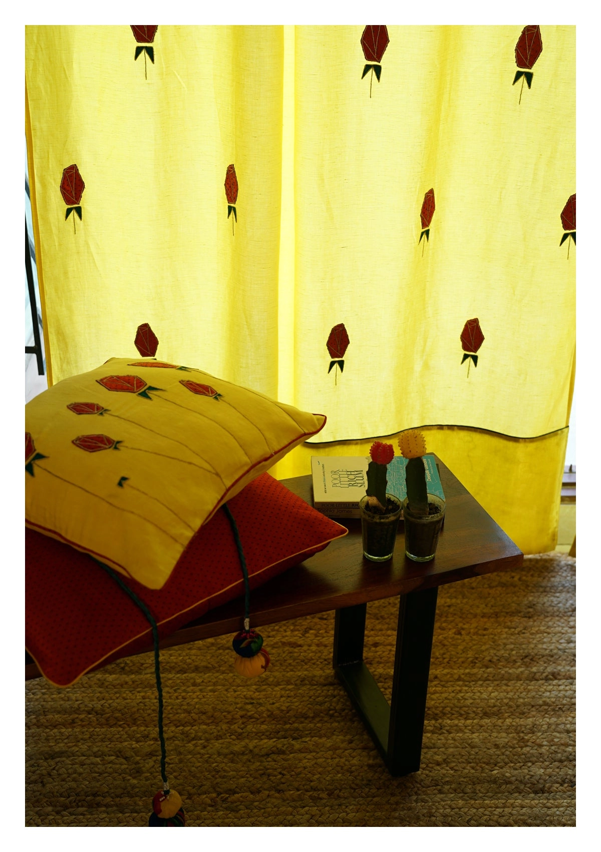 Water Lily Yellow Linen Curtain