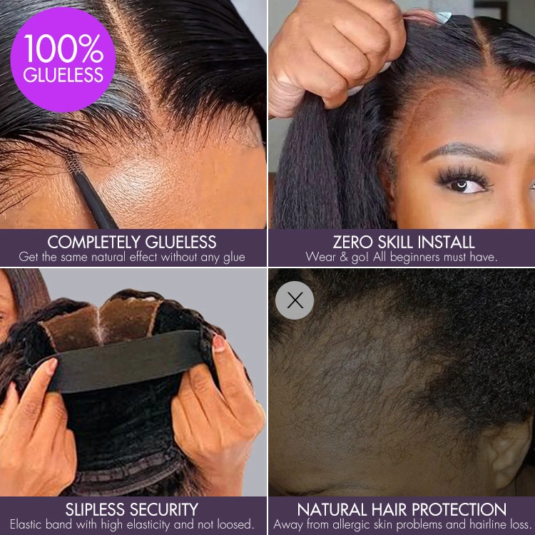 Weekly Special | 1 SEC INSTALL WIG Brown Highlight Water Wave Natural Scalp Glueless Minimalist Lace Short Curly Wig with Bangs