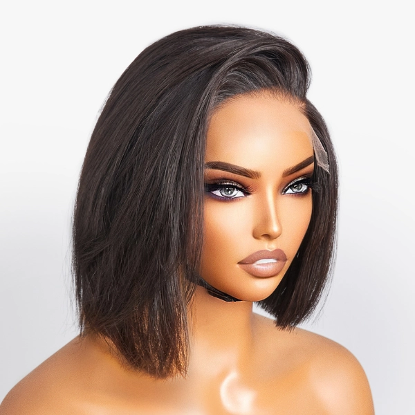 Weekly Special | Asymmetric Bob Minimalist HD Lace Glueless C Part Short Wig 100% Human Hair