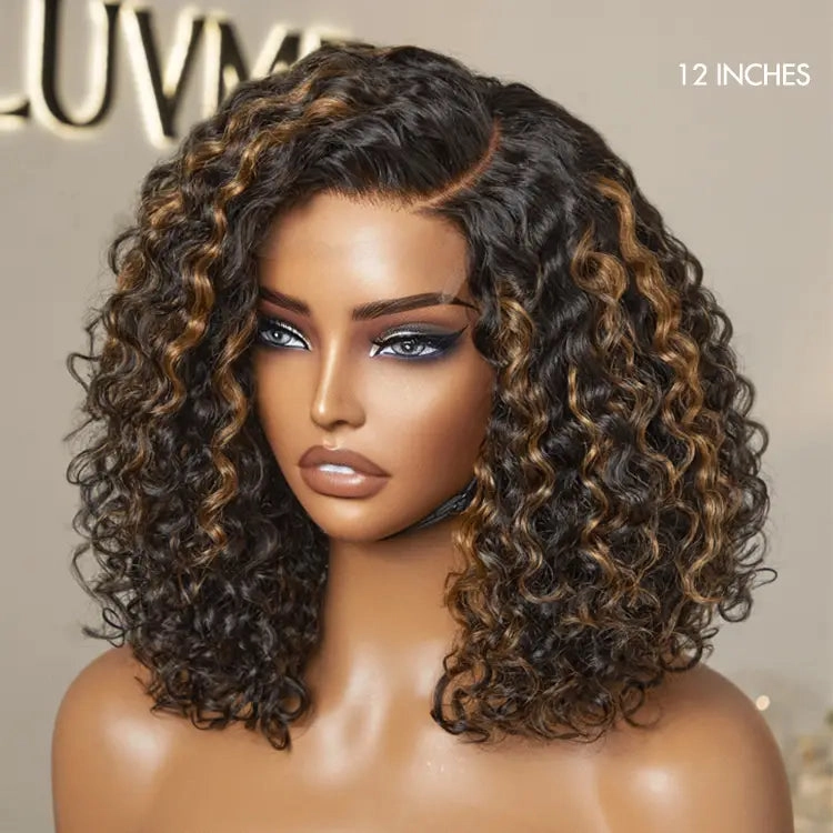 Weekly Special | Blonde Highlight Short Curly Glueless Minimalist HD Lace Human Hair Wig