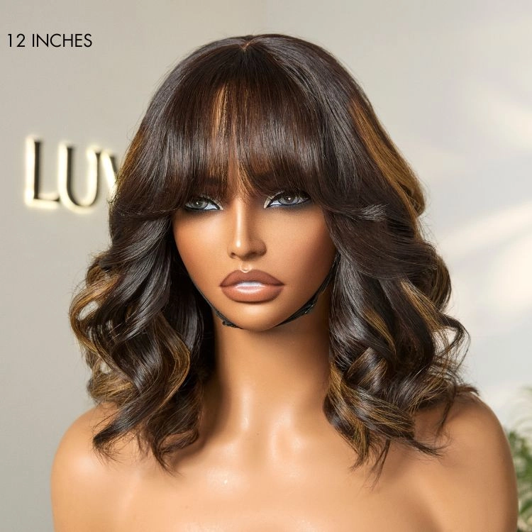 Weekly Special | Breathable Cap True Scalp Blonde Highlight Loose Wave Glueless Minimalist Lace Wig with Bangs
