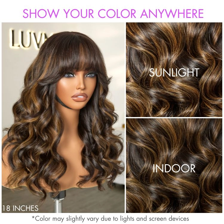 Weekly Special | Breathable Cap True Scalp Blonde Highlight Loose Wave Glueless Minimalist Lace Wig with Bangs