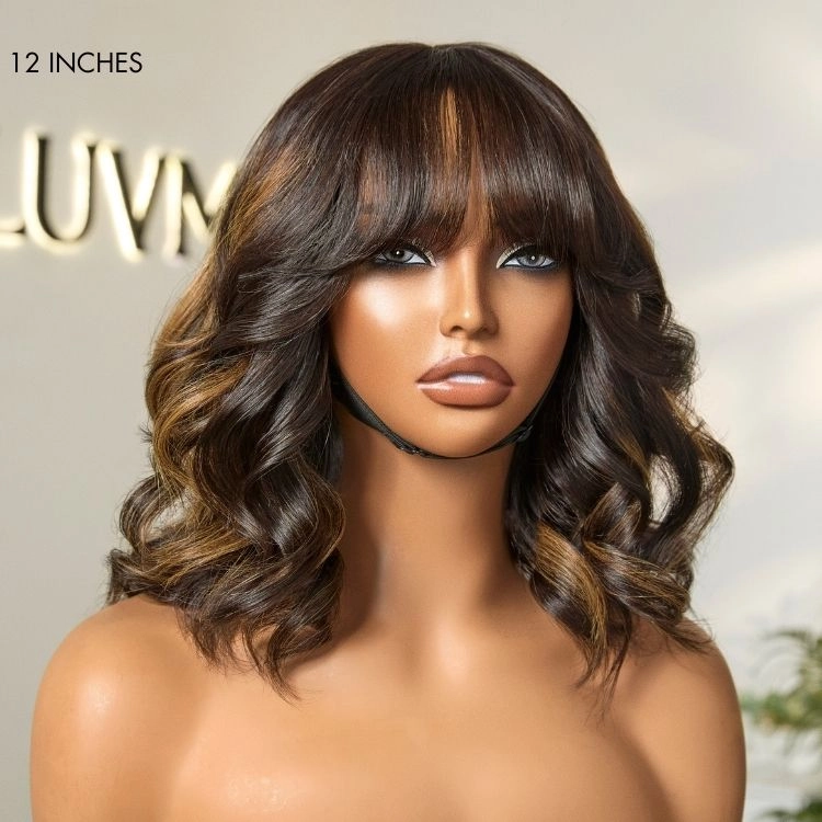Weekly Special | Breathable Cap True Scalp Blonde Highlight Loose Wave Glueless Minimalist Lace Wig with Bangs