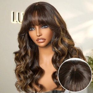 Weekly Special | Breathable Cap True Scalp Blonde Highlight Loose Wave Glueless Minimalist Lace Wig with Bangs