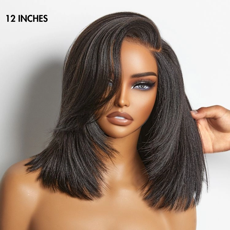 Weekly Special | Layered Cut Yaki Straight Left C Part Glueless Minimalist HD Lace Bob Wig Ready to Go