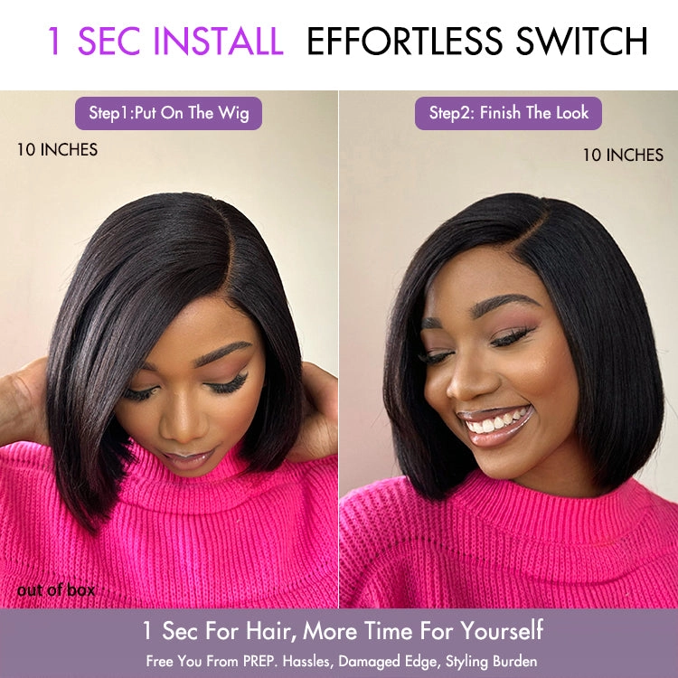Weekly Special | Layered Cut Yaki Straight Left C Part Glueless Minimalist HD Lace Bob Wig Ready to Go