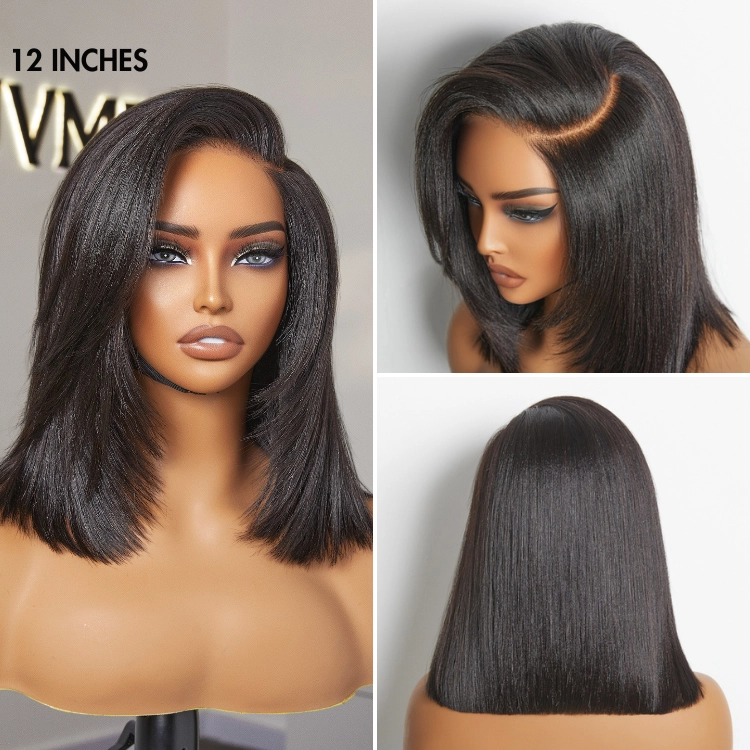 Weekly Special | Layered Cut Yaki Straight Left C Part Glueless Minimalist HD Lace Bob Wig Ready to Go