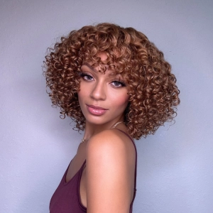 Weekly Special | Lightweight Sun-kissed Vibe Blonde Short Cut Water Wave Glueless Minimalist Lace Curly Wig with Bangs