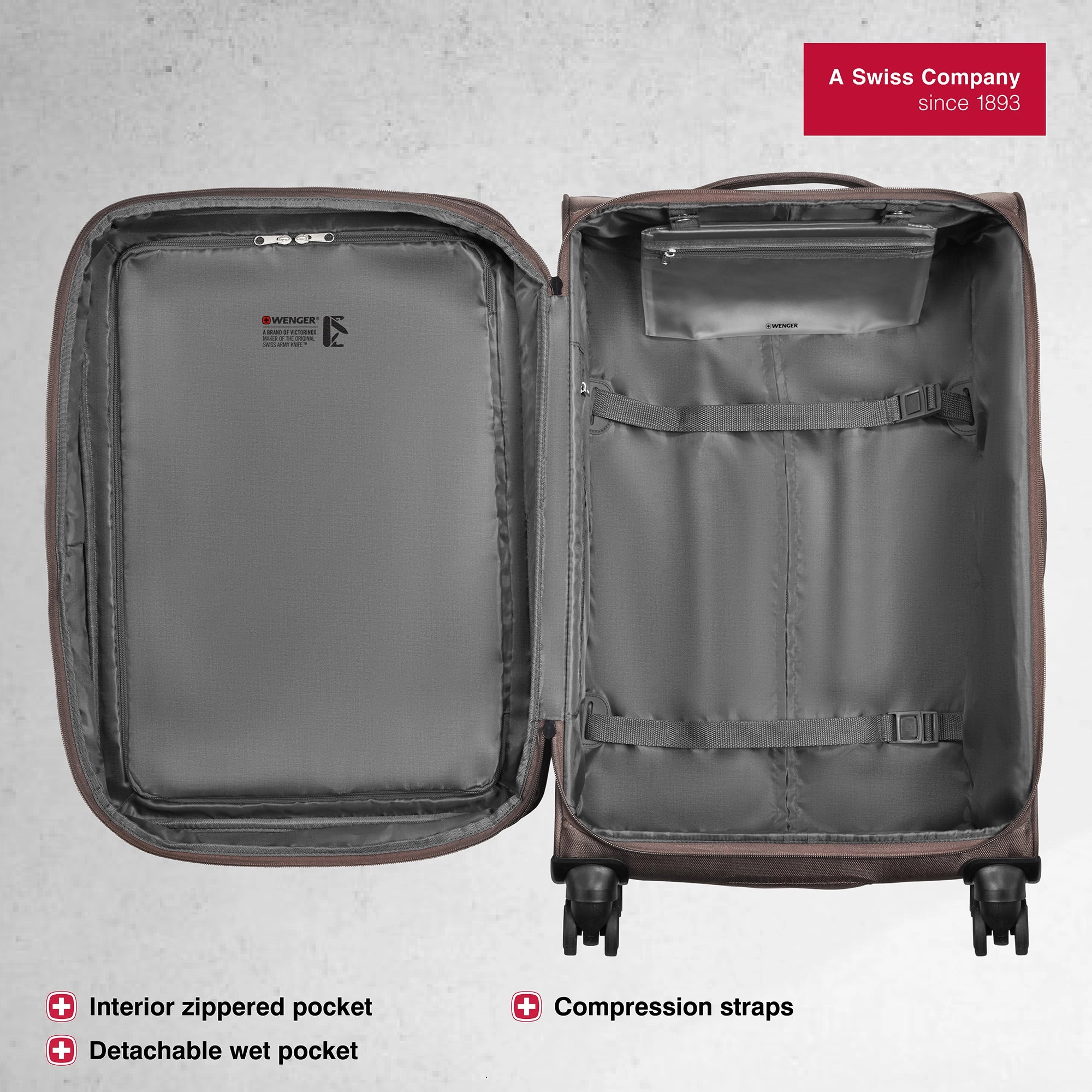 Wenger, Veric Medium Softside Case, Taupe, 66 Liters, Swiss designed-blend of style & function