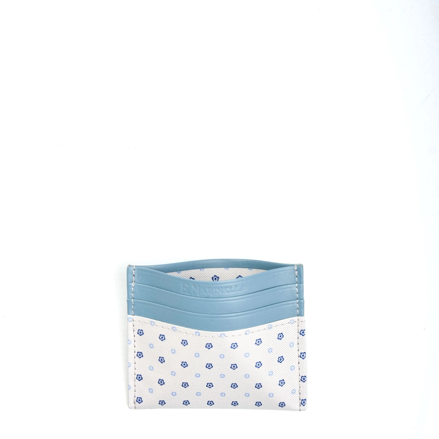 WHITE LEATHER AND SILK CREDIT CARD HOLDER