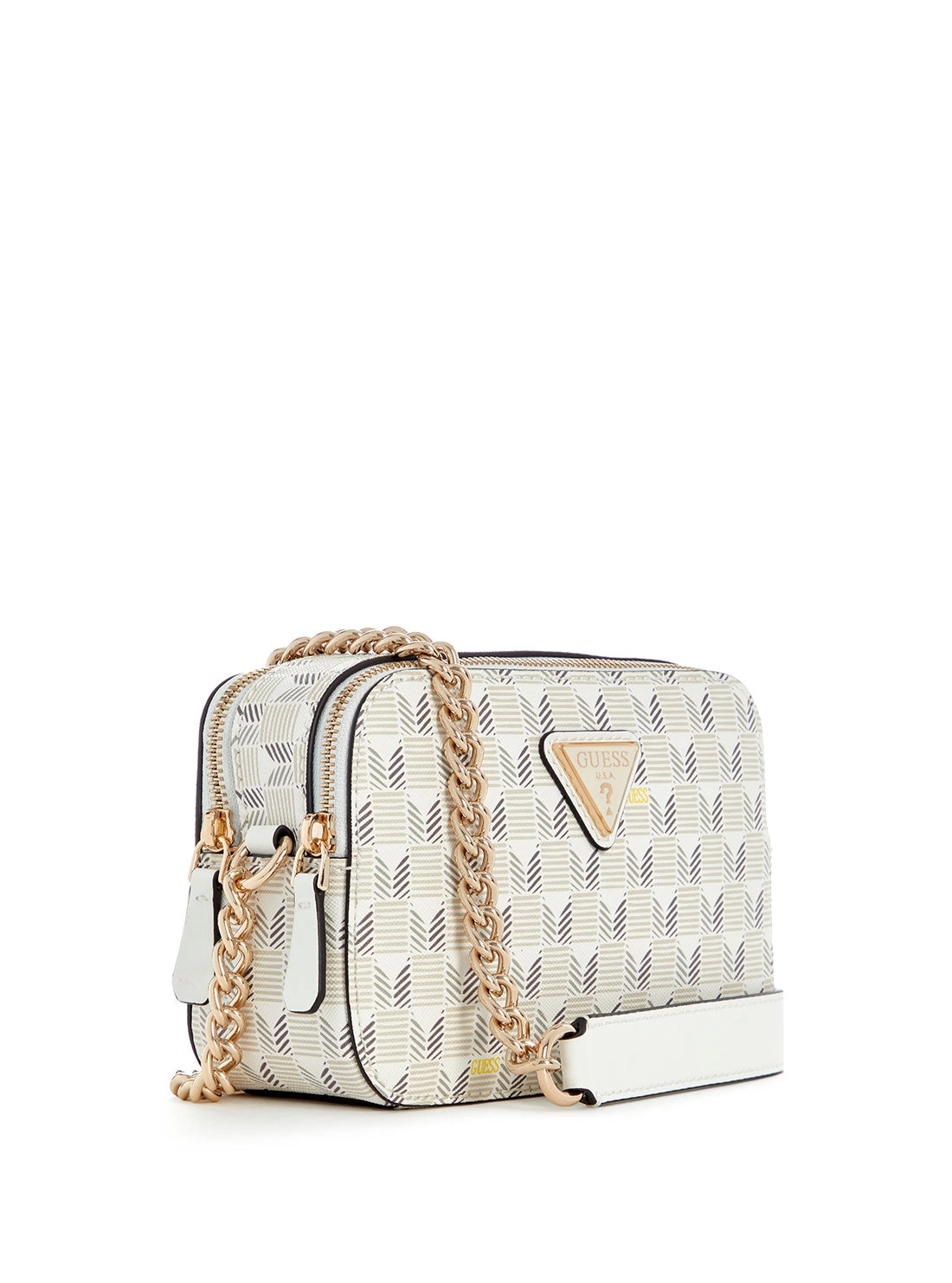 White Logo Vikky Camera Crossbody Bag