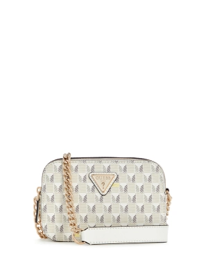 White Logo Vikky Camera Crossbody Bag