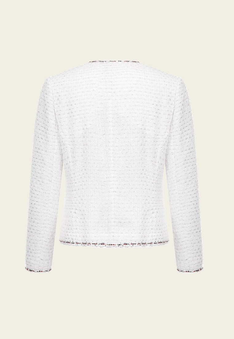 White Lurex Lightweight Tweed Jacket
