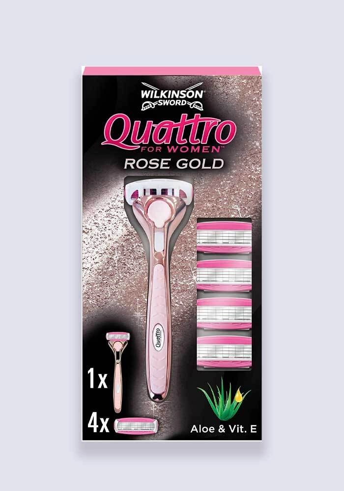 Wilkinson Sword Quattro For Women Rose Gold Value Pack 5 Up