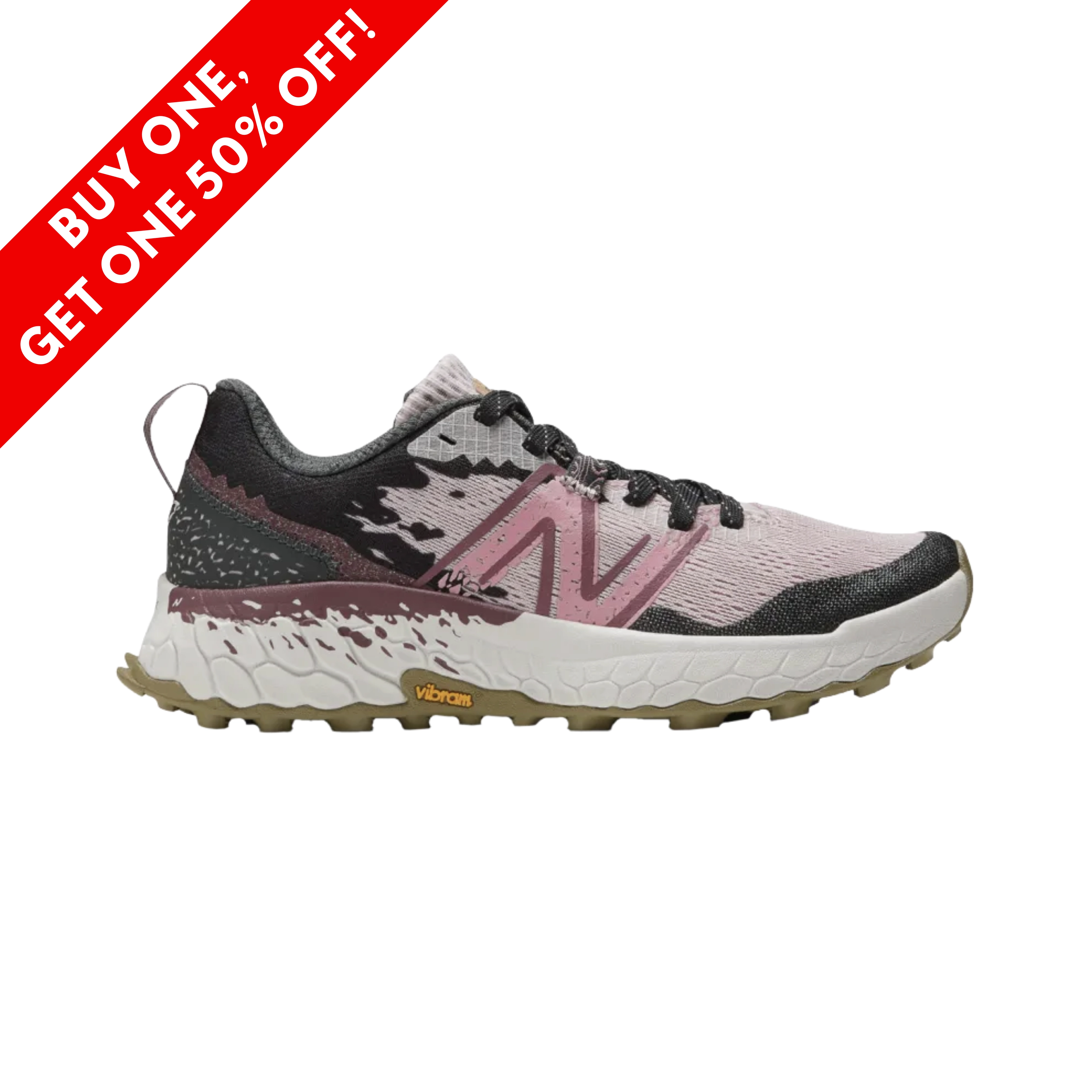 Women's Fresh Foam x Hierro v7 - Stone Pink with Blacktop and Washed Burgundy (B Width)