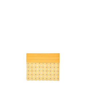 YELLOW LEATHER AND SILK CREDIT CARD HOLDER