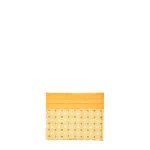 YELLOW LEATHER AND SILK CREDIT CARD HOLDER