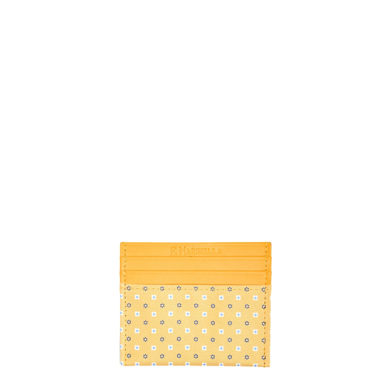 YELLOW LEATHER AND SILK CREDIT CARD HOLDER